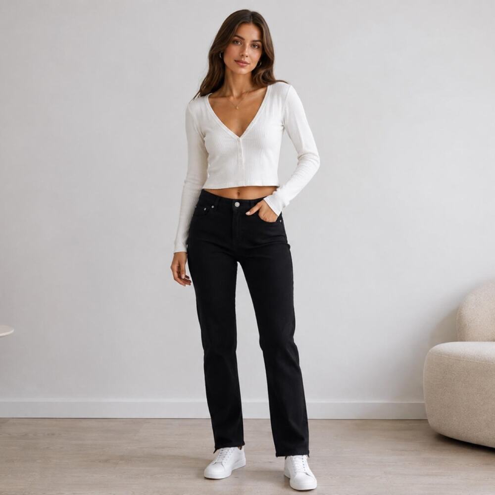 Paige black straight leg jeans